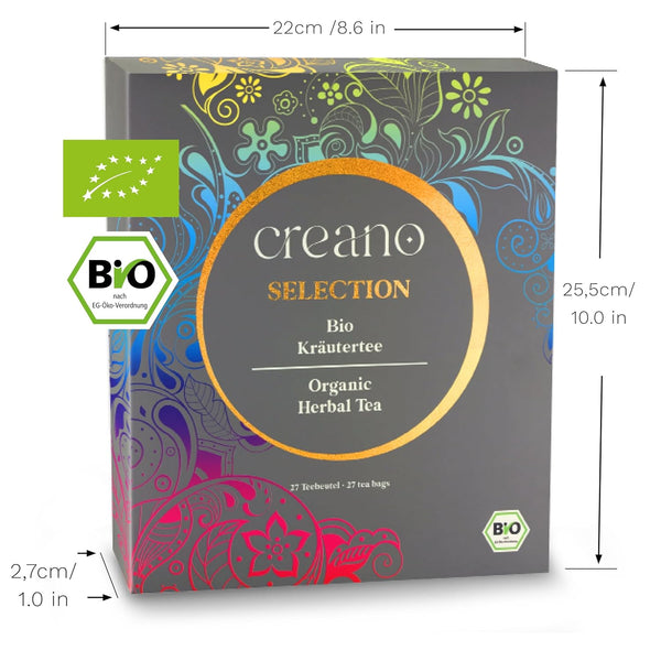 Creano Organic Herbal Tea Sampler Gift Set - Tea Gift Box - 27 Organic Tea Bags in 9 Different Varieties 54 g 27pcs Herbal Tea
