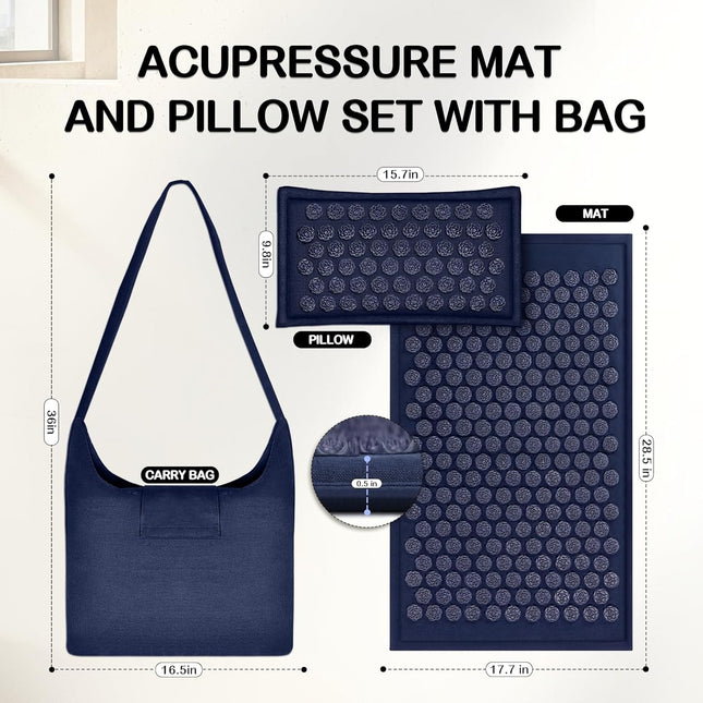 Ladyrosian Acupressure Set for Back and Neck Pain Relief, Muscle Relaxation Stress Relief Acupressure Mat and Pillow Set