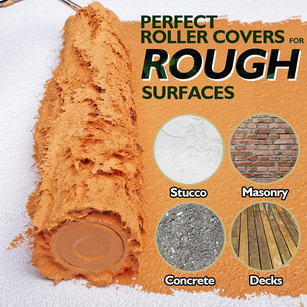 6Pcs Paint Roller Covers 9 Inch X 3/4" Nap, High Capacity Lambswool Roller Covers for Paint Rollers, Naps for Paint Roller Brush, House Painting