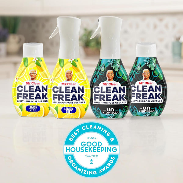 Mr. Clean Clean Freak Multi Surface Cleaning Spray, Deep Cleaning Mist Starter Kit and Refill Bundle, Lemon Zest Scent, 64 Fl Oz