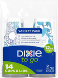 Dixie to Go Medium Paper Coffee Cups with Lids, 12 Oz, 14 Count, Disposable Cups for On-The-Go Hot Beverages