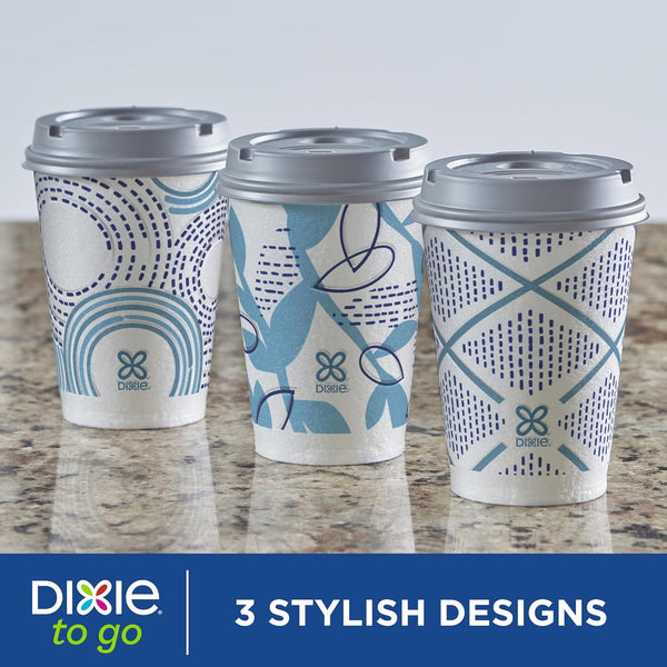 Dixie to Go Medium Paper Coffee Cups with Lids, 12 Oz, 26 Count, Disposable Cups for On-The-Go Hot Beverages