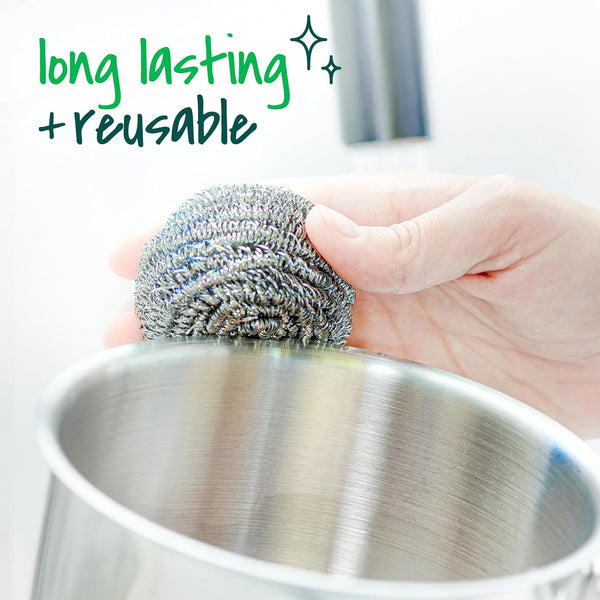 Scotch-Brite Stainless Steel Scrubber, Dish Scrubbers for Cleaning Kitchen and Household, Dishes, 3