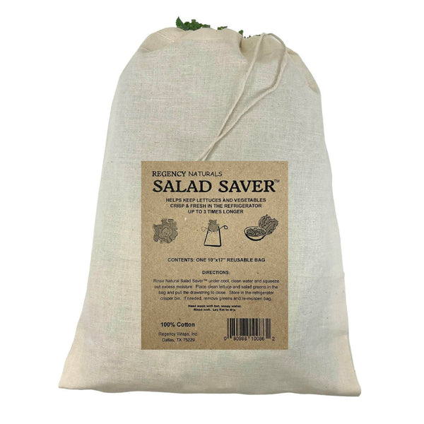 Regency Wraps Salad Saver, Reusable Drawstring Produce Bag for Storing Lettuce, Veggies and Fruit in the Refrigerator to Keep Fresh Longer, 100%