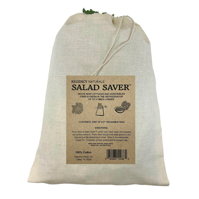 Regency Wraps Salad Saver, Reusable Drawstring Produce Bag for Storing Lettuce, Veggies and Fruit in the Refrigerator to