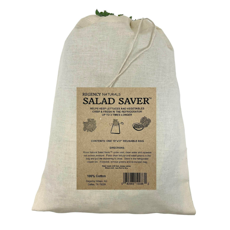 Regency Wraps Salad Saver, Reusable Drawstring Produce Bag for Storing Lettuce, Veggies and Fruit in the Refrigerator to Keep Fresh Longer, 100%
