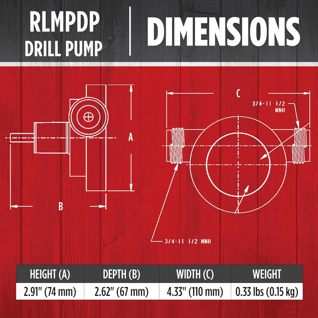 Red Lion RLMPDP, 154 GPH Drill Powered Transfer Pump, Black, 14942013