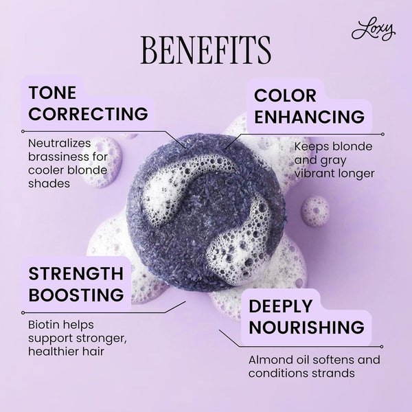Naturel Purple Toning Shampoo Bar, Blonde or Grey Hair Toning Shampoo Bar with Biotin and Almond Oil, Vegan, Zero Waste, Cruelty Free, Made in USA
