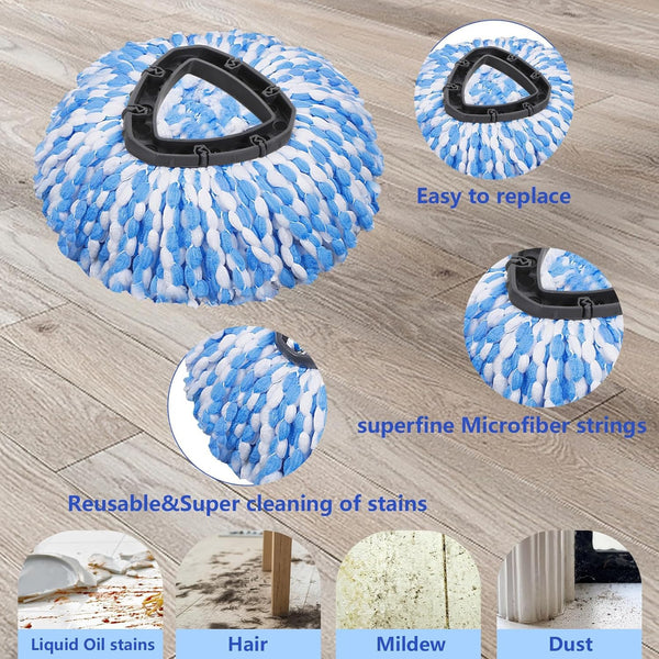 4 Pcs Spin Mop Heads Replacements & 1 Base Set for Ocedar Rinseclean 2-Tank System,Machine Washable Chenille Mop Replacement,Easy Cleaning for