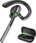 Bluetooth Headset V5.1, Wireless Headset with Battery Display Charging Case, Bluetooth Earpiece with Noise Canceling Mic for Driving, Office,