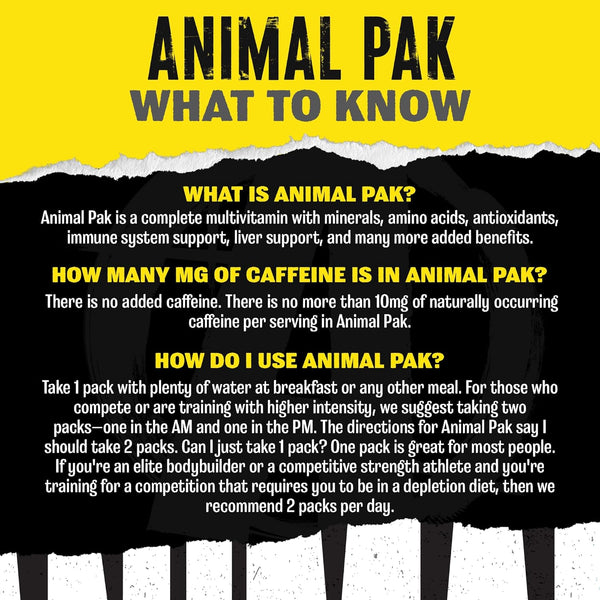 Animal Pak - Convenient Multivitamin for Men & Women Daily All-In-One Vitamin & Supplement Pack - Zinc, Vitamins C, B, D, Amino Acids, and Immune