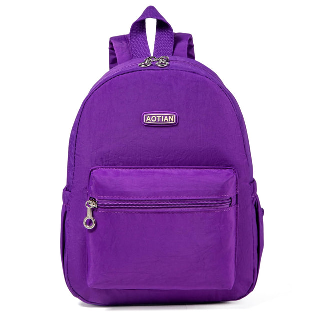 AOTIAN Mini Lightweight 11.8 Inch Backpack Durable Travel Hiking Women and Girls Small Daypack, 7 Liters Dark Violet Pur