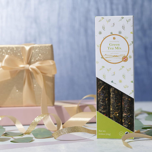Gourmanity Japanese Loose Tea Sampler, 3 Flavors of Green Herbal Tea Mix with Floral & Fruity Notes, Great Gift for Any Tea Enthusiast, Product of