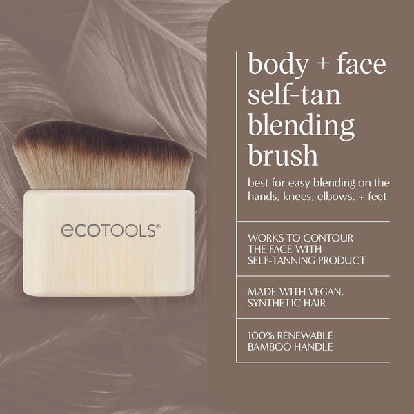 Ecotools Good Tan Body + Face Self-Tan Blending Brush, Kabuki Brush for Applying Self Tanner, Sunless Tanner Blending Brush, Eco Friendly Self