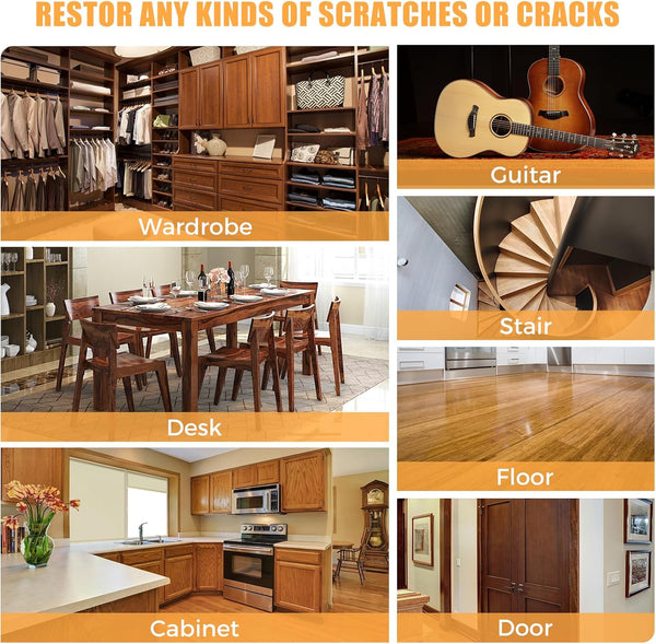 Wood Furniture Repair Kit- Set of 41 Laminate Vinyl Floor Repair Kit Wood Fillers,Floor Scratch Repair, Touch up Markers, Restore Hardwood