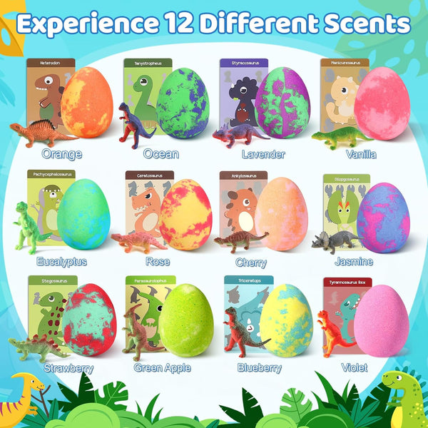 Bath Bombs for Kids with Surprise Toys inside - 16 Pack Organic Dinosaur Eggs Bath Bombs Gift Set, Dino Eggs, Dinosaur Toys for Kids 3 4 5 6 7 8 9