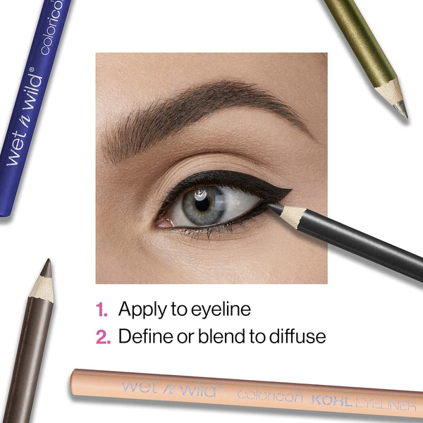 Wet N Wild Color Icon Kohl Eyeliner Pencil - Rich Hyper-Pigmented Color, Smooth Creamy Application, Long-Wearing Matte Finish Versatility,