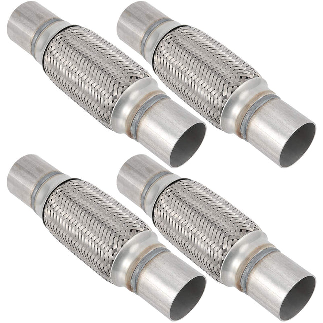 4 Pack 2 X 6 Inches Stainless Steel Heavy Duty Exhaust Flex Pipe, Double Braid Exhaust Flex Tube, Overall Length 10 Inch