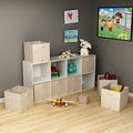 Home-Complete Storage Cubes - 8-Piece Collapsible Storage Bin Set for Shelves - for Organizing the Home, Office, Playroom, and Nursery (Beige)