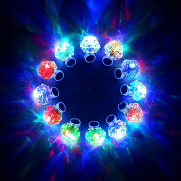 Konsait Flashing Led Light up Rings Bachelorette Party Favors Toys Grow in the Dark Party Suppiles Diamond Bling Rings for Birthday Weddings