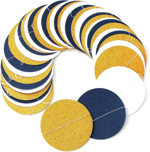 Navy-Blue White-Gold Party-Decorations Streamers Garland - 52Ft Graduation 2025 Glitter Hanging Paper Banner, Men Boy Birthday Nautical Fathers