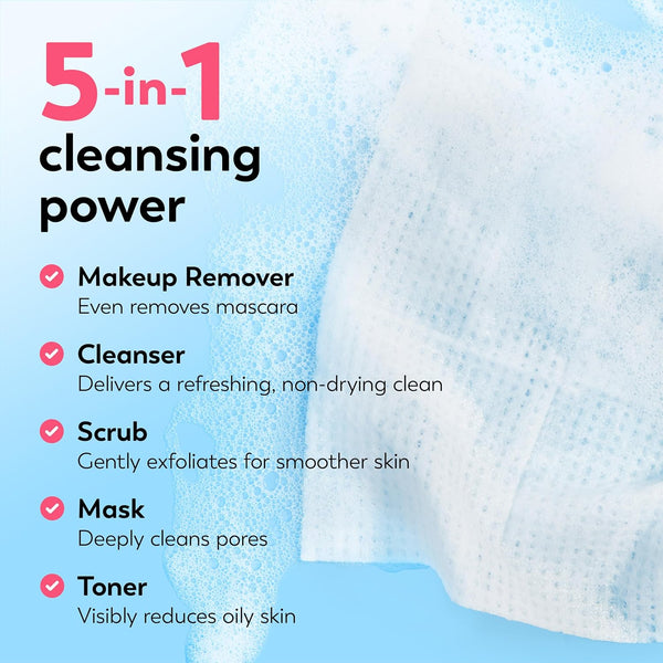 Olay Daily Facials, Daily Clean Makeup Removing Facial Cleansing Wipes, 5-In-1 Water Activated Cloths, Exfoliates, Tones and Hydrates Skin, 66 Count