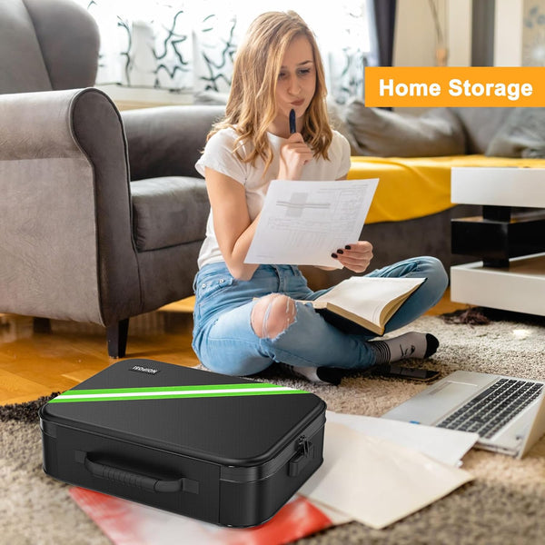 Noiposi Document Organizer with 5200â Heat Insulated,Waterproof and Fireproof Document Box with Lock, Home Travel Strong Fireproof Safe Storage