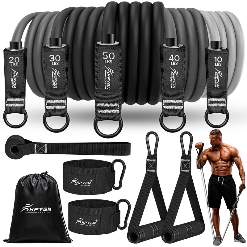 Resistance Bands, Exercise Bands for Working Out, Workout Bands Men, Fitness Bands Set with Handles, Door Anchor, Home Gym Equipment for Musle