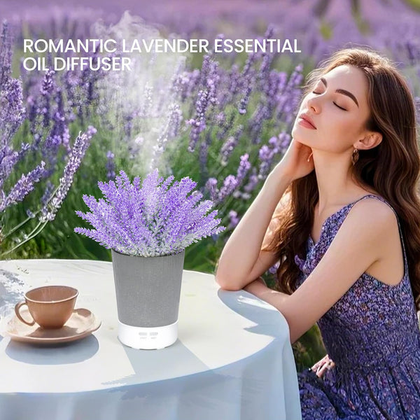 Essential Oil Diffusers for Home, Lavender Potted Plant Aromatherapy Diffuser, Ultrasonic Cold Mist Humidifier for Office, Bedroom, Waterless Auto