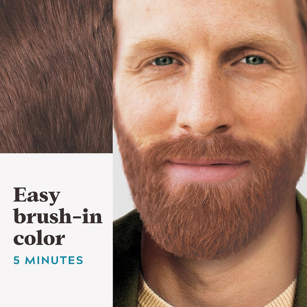 Just for Men Mustache & Beard, Beard Dye for Men with Brush, with Keratin Biotin Aloe and Coconut Oil for Healthy Facial Hair - Light Red Brown,