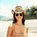 Cowgirl Hats for Women Straw Cowboy Hat Western Beach Sun Hat with Shapeable Brim for Coastal Cowgirl