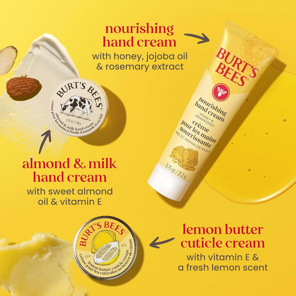 Burt'S Bees Gifts Ideas, Tips and Toes Kit, 6 Travel Size Products - Pomegranate Moisturizing Lip Balm, 2 Hand Creams, Foot Cream, Cuticle Cream,
