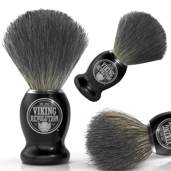 Viking Revolution Badger Hair Shaving Brush- Shave Brush for Wet Shave Using Shaving Cream & Soap- Best Shave of Your Life for Safety Razor,