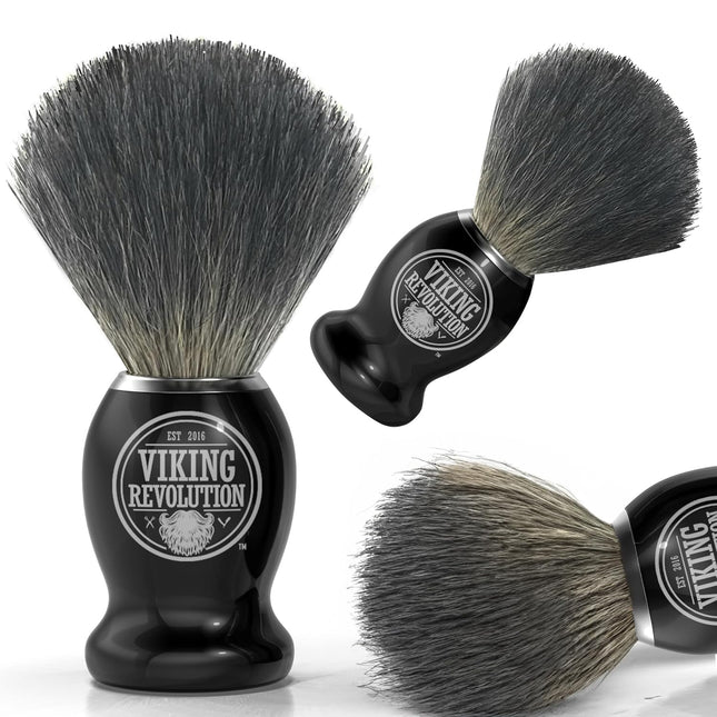 Viking Revolution Badger Hair Shaving Brush- Shave Brush for Wet Shave Using Shaving Cream & Soap- Best Shave of Your Li