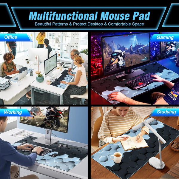Large Mousepad Gaming, 35.4X15.7In Mouse Pad for Professional Gaming & Comfort Office, Quality Lycra Cloth Extra Large Mouse Pad XXXL, Non-Slip