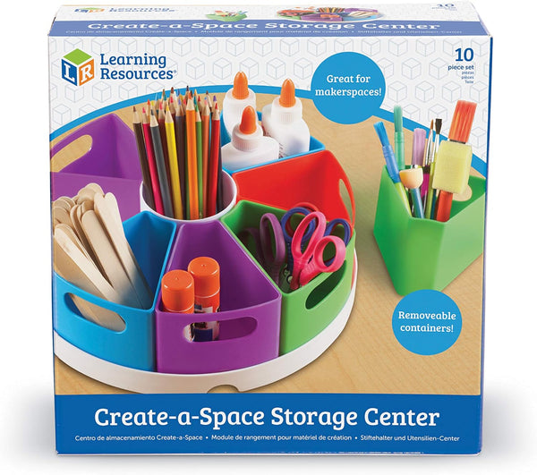Learning Resources Create a Space Storage Center - 10 Piece Set Desk Organizer for Kids, Art Organizer for Kids, Crayon Organizer, Homeschool