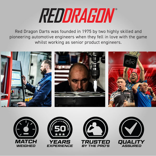 RED DRAGON Pegasus Professional Tungsten Steeltip Darts Set Available in 21, 23, 24, 25, 26, 28, 30 Gram with Flights, Stems (Shafts) and Wallet