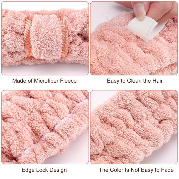 WILLBOND 4 Pack Microfiber Headbands Spa Facial Headbands Makeup Head Bands Elastic Terry Cloth Head Wrap for Women Girls Washing Face Makeup
