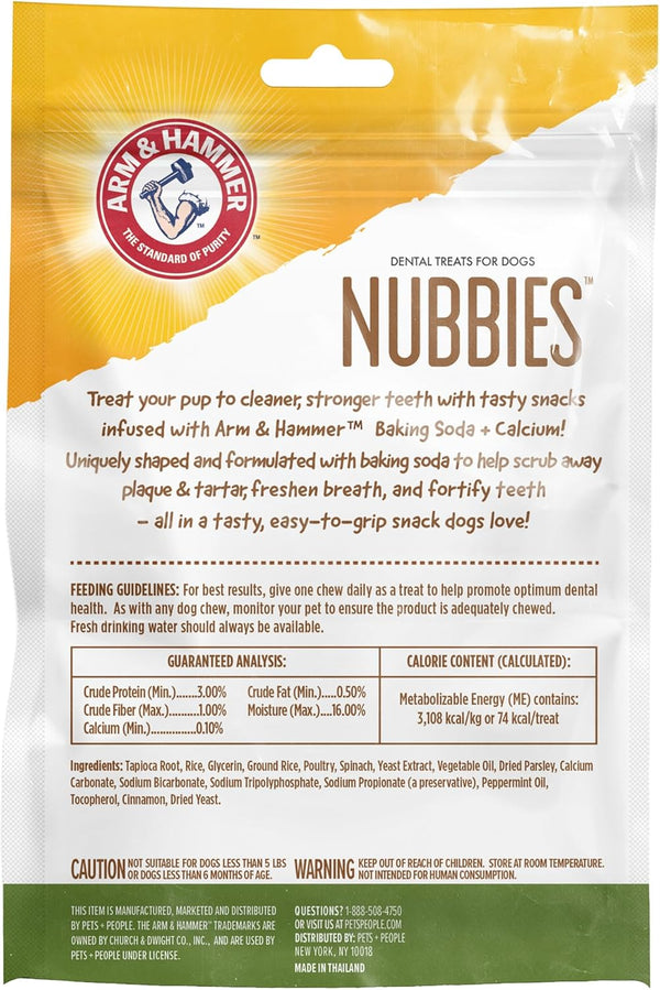 Arm & Hammer for Pets Nubbies Dental Treats for Dogs | Dental Chews Fight Bad Breath, Plaque & Tartar without Brushing | Peanut Butter Flavor, 20