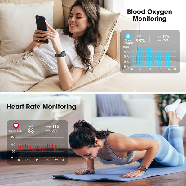 Fitness Tracker, Fitness Watch with Blood Oxygen, Blood Pressure & Heart Rate Monitor, Steps Calories Counter, Sleep Monitor, Pedometer 50 Meters