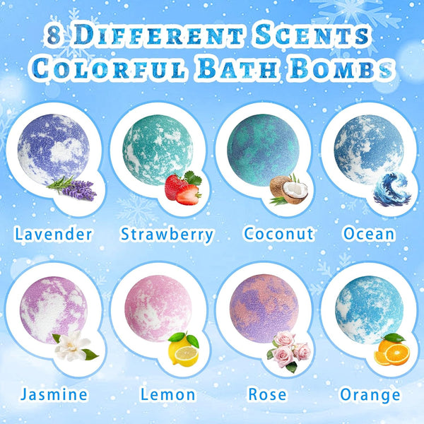 Bath Bombs for Kids with Surprise Inside, 8 Pack Bath Bombs with Frozen Toys, Princess Jewelry & Cross-Body Bag, Natural Fizzy Bubble Bath Balls