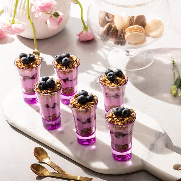 M&N HOME Purple Ombre Shot Glasses, 6-Pack Colored Whiskey & Tequila Glasses, 2 Oz round Gradient Purple
