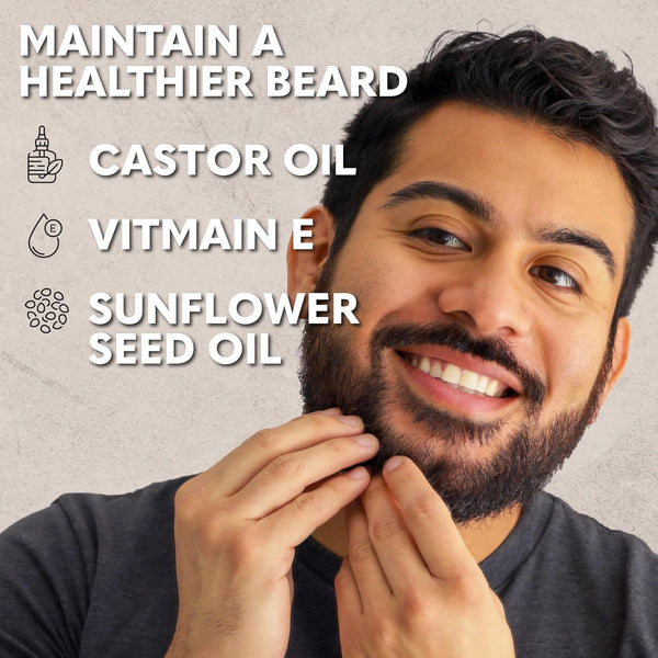 The Beard Club Premium Sandalwood Beard Oil for Men - Natural Castor & Sunflower Seed Oils - Beard & Mustache Conditioner - Hydrates, Moisturizes