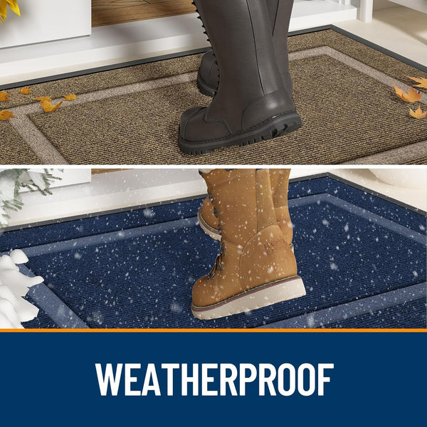 OLANLY Front Door Mat Indoor Outdoor Entrance, Waterproof All-Season, All-Weather Doormat, Sturdy Natural Rubber, Fade Resistant, Low Profile,
