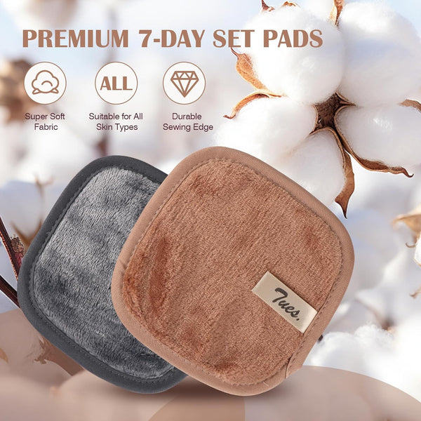 Orighty Makeup Remover Cloths 7-Day Set, Premium & Reusable Makeup Remover Pads, Erase Make-Up with Just Water, Make-Up Set for Eyes, Lips,