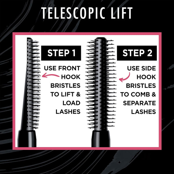 LâOrÃ©al Paris Telescopic Lift Washable Mascara, Lengthening and Volumizing Eye Makeup, Lash Lift with up to 36HR Wear, Black, 0.33 Fl Oz