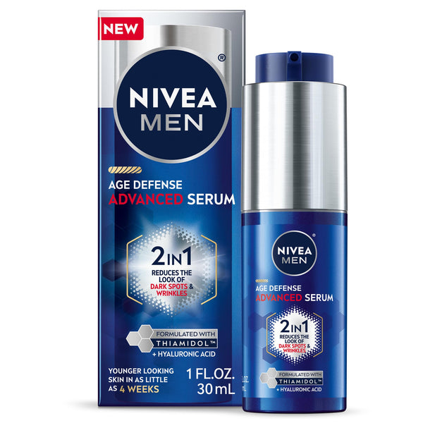 NIVEA MEN Age Defense Advanced Face Serum for Dark Spots with Thiamidol (TM) + Hyaluronic Acid, Skin Care Gifts for Dad, Helps Reduce Look of Dark
