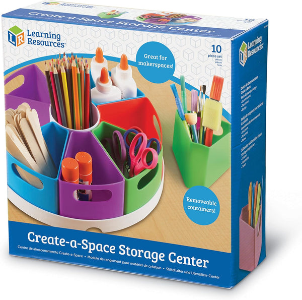 Learning Resources Create a Space Storage Center - 10 Piece Set Desk Organizer for Kids, Art Organizer for Kids, Crayon Organizer, Homeschool