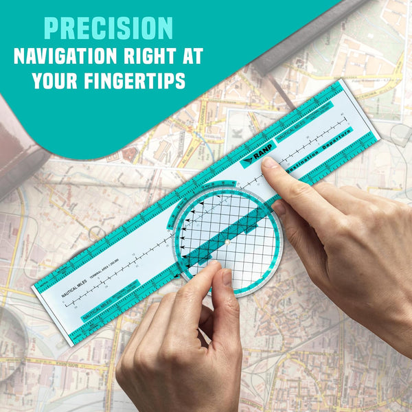Aviation Plotter - Slide Rule Flight Computer - Pilot Student Accessories - Rotating Azimuth VFR IFR Navigation Ruler