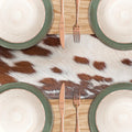 Linen Cow Print Table Runner 13X71 Inch Farmhouse Western White Brown Cowhide Runners Table Decorations Rustic Coffee Table Runner for Home